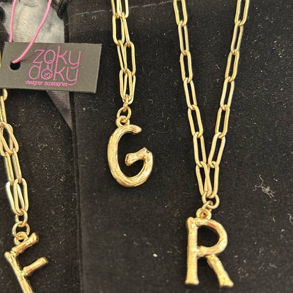 Bamboo Initial Letter Open Link Necklace-NWT-Boutique - Picture 4 of 8